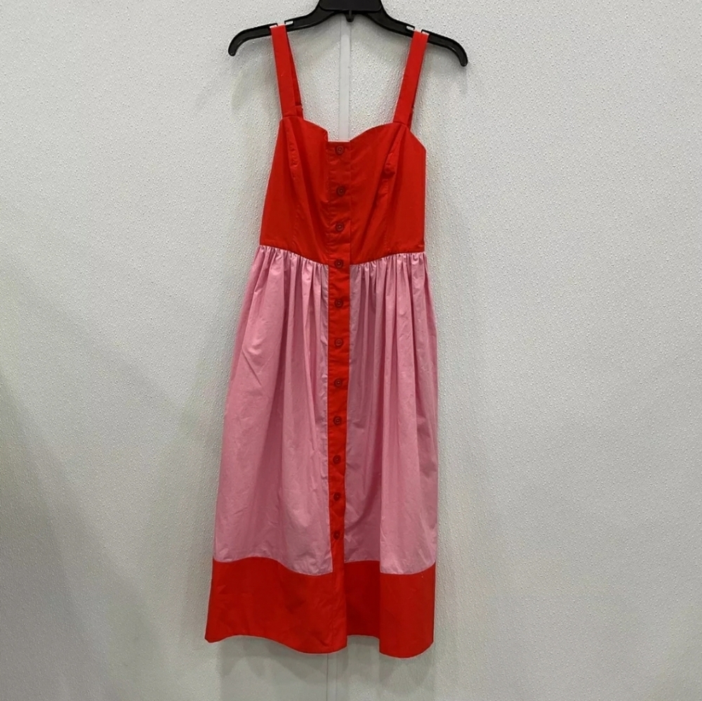 NEW NWT Kate Spade Poplin Red and Pink 2 tone Tank Top Dress SZ 6